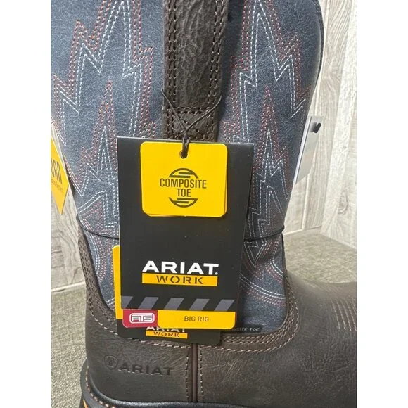 Ariat Big Rig Composite Toe Work Boots Mens Size 7.5 EE Wide Waterproof Leather - Picture 8 of 15